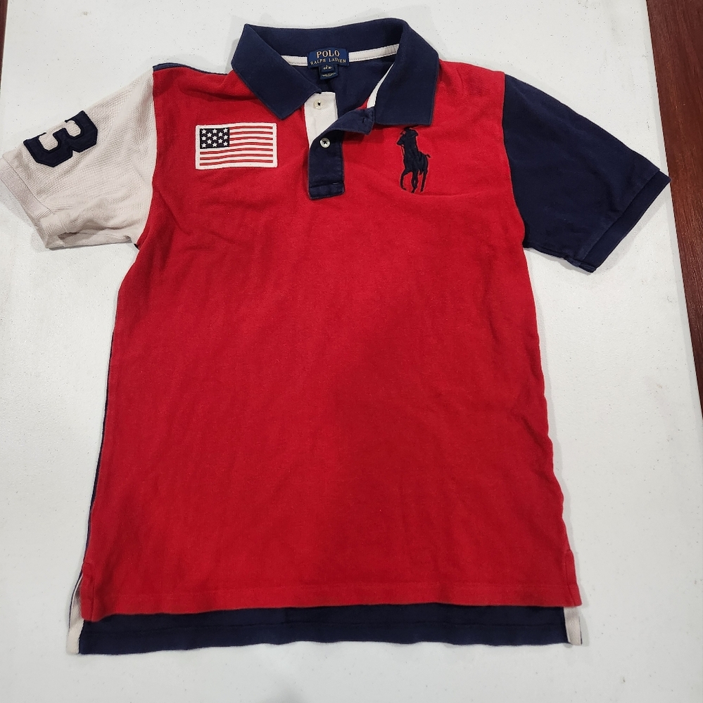 Polo by Ralph Lauren Kids Red and Blue Polo Shirt USA Big Pony Old Money